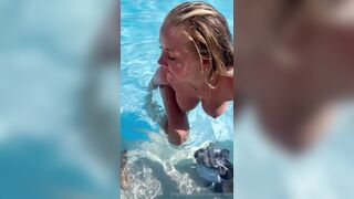 Bonnie Brown Deepthroats Huge Dick Poolside